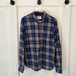 DENIM & FLOWER dark blue plaid flannel